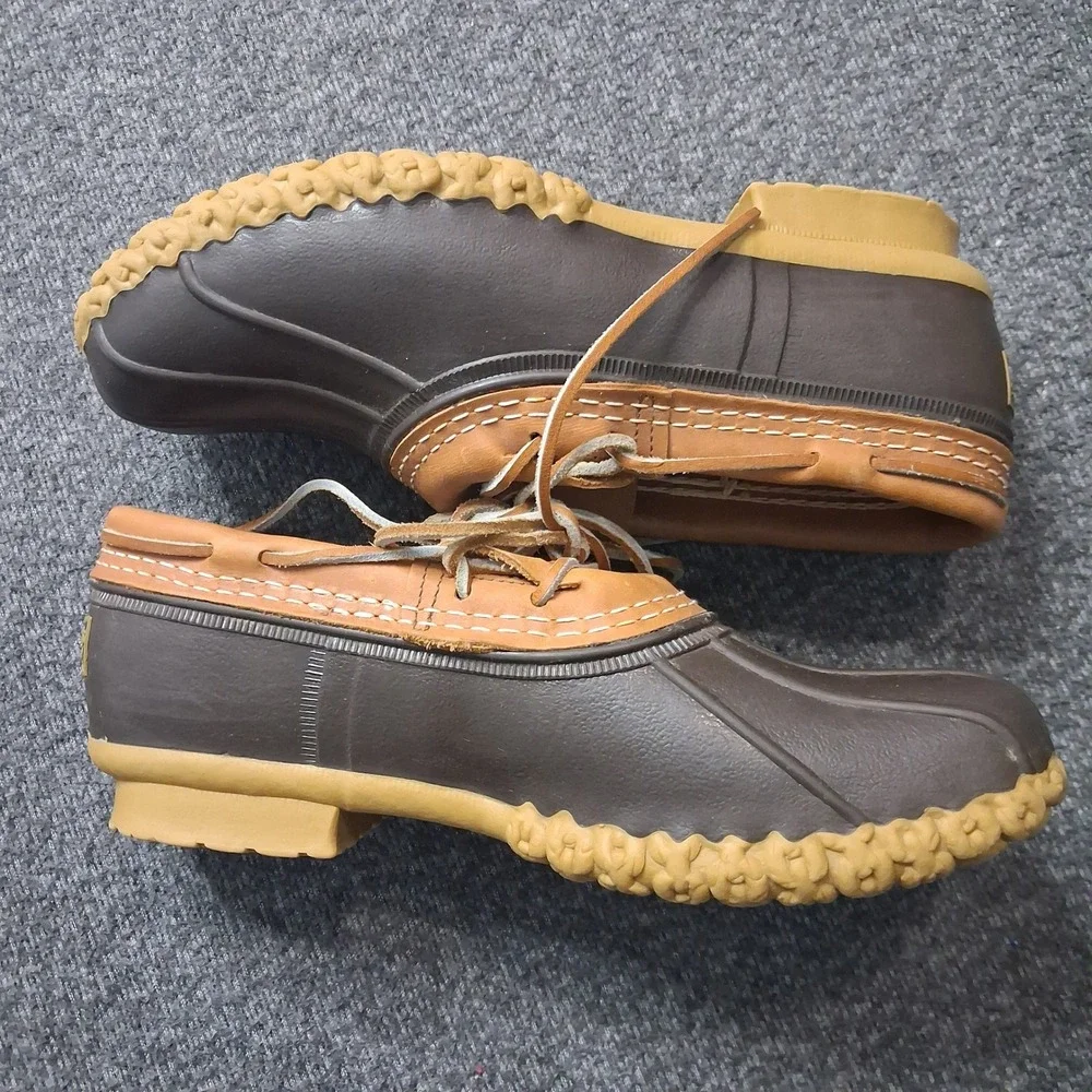 LL Bean Rubber Moc Bean Boots Brown Tan Leather Waterproof Shoes 175067 Womens 8